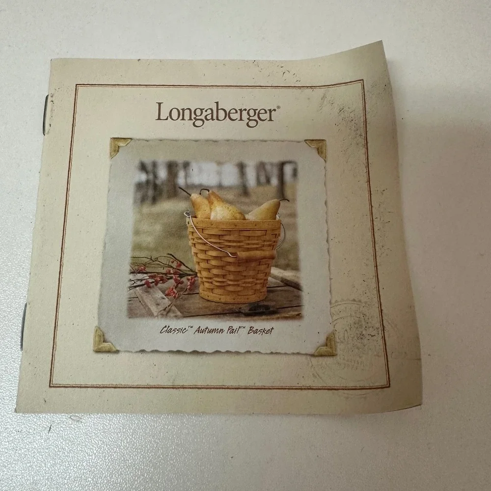 Longaberger Classic Autumn Pail Basket 2002 with Protector and Pamphlet 10068